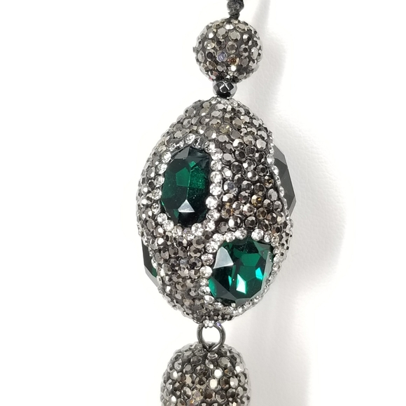 Green Crystal Gem Hematite Tassel Choker NWT - Picture 7 of 10